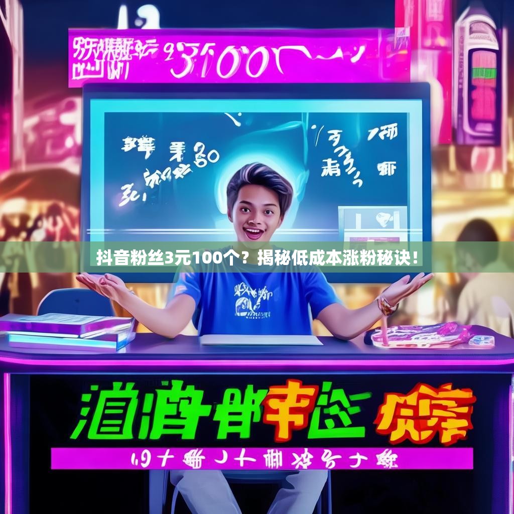 抖音粉丝3元100个?揭秘低成本涨粉秘诀! 抖音粉丝3元100个?揭秘低成本涨粉秘诀!