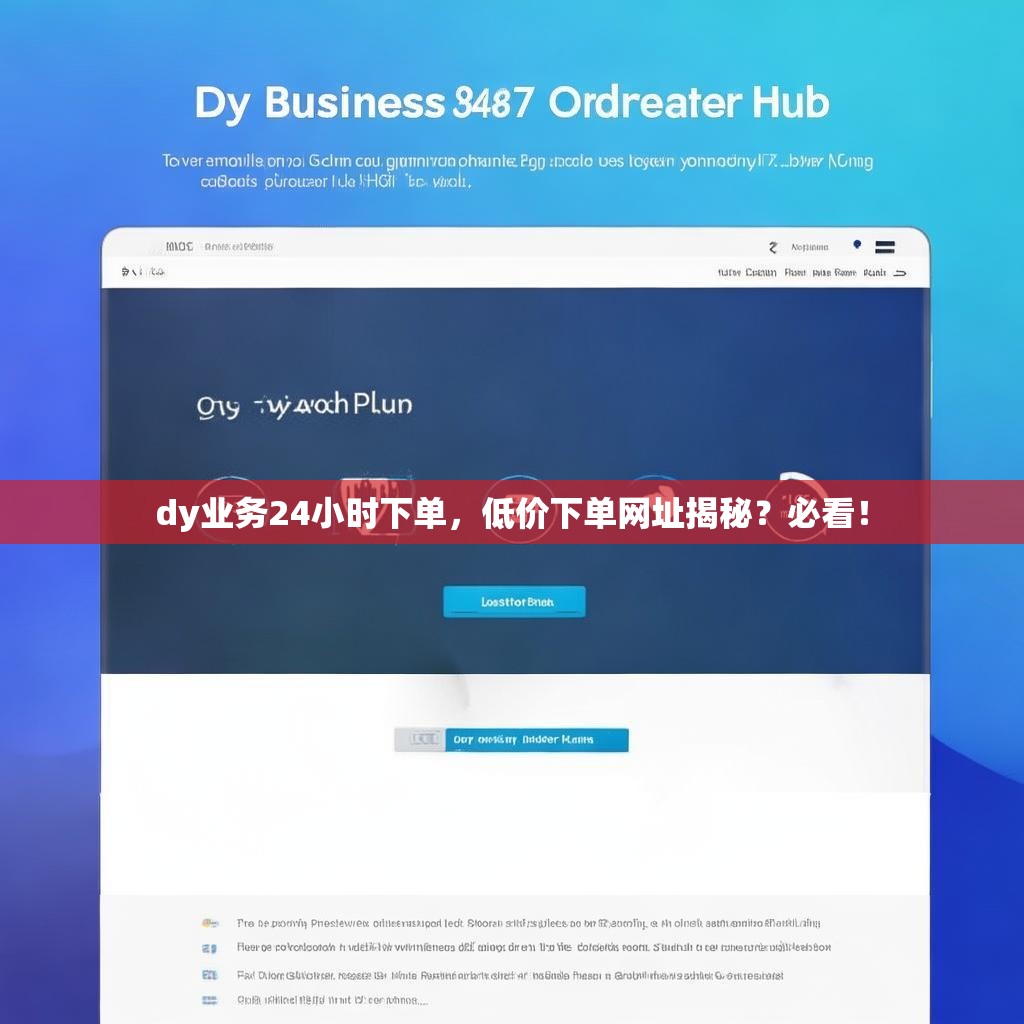 dy业务24小时下单，低价下单网址揭秘？必看！
