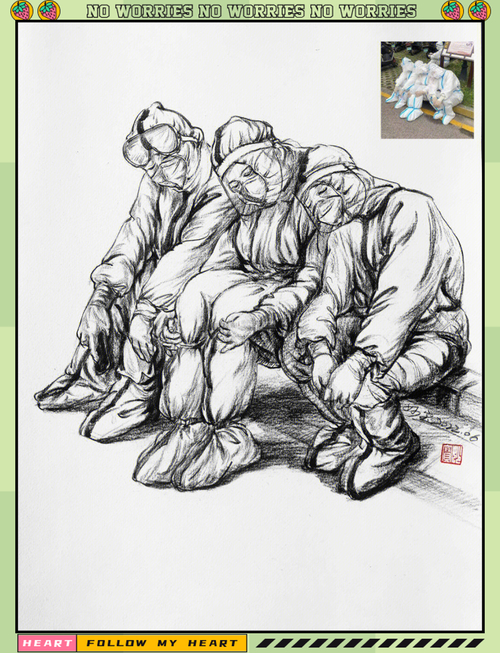 2020疫情素描作品__素描疫情素材图片